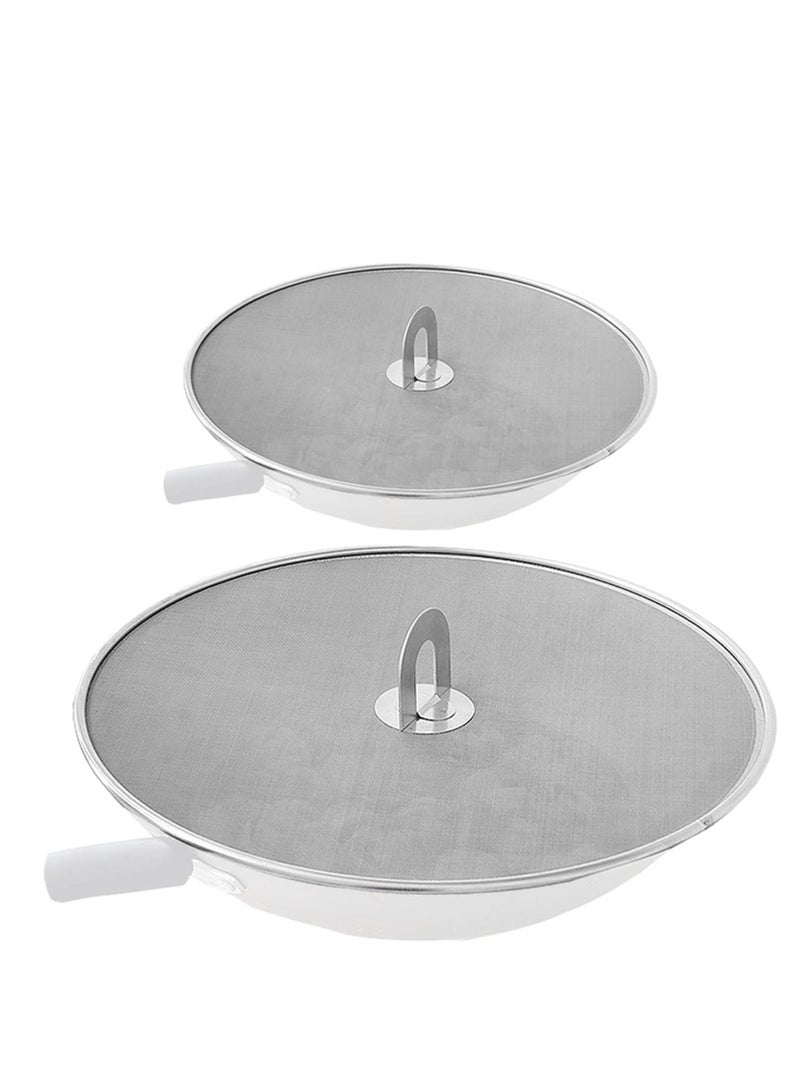 Stainless Steel Frying Pan Splatter Shield Set 13 Inch and 10 Inch Grease Guard Large and Small Screens for Mess-Free Cooking - Image 4